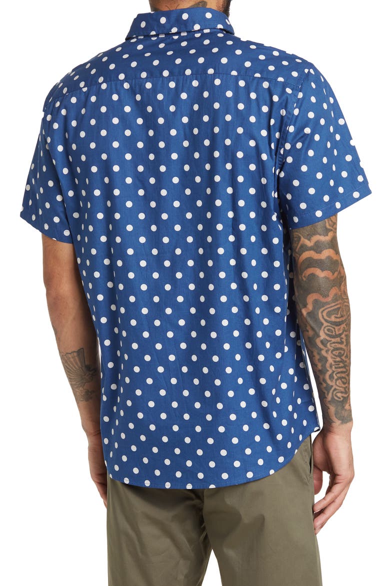 SLATE AND STONE Short Sleeve Printed Poplin Shirt, Alternate, color, WHITE POLKA DOT PRINT