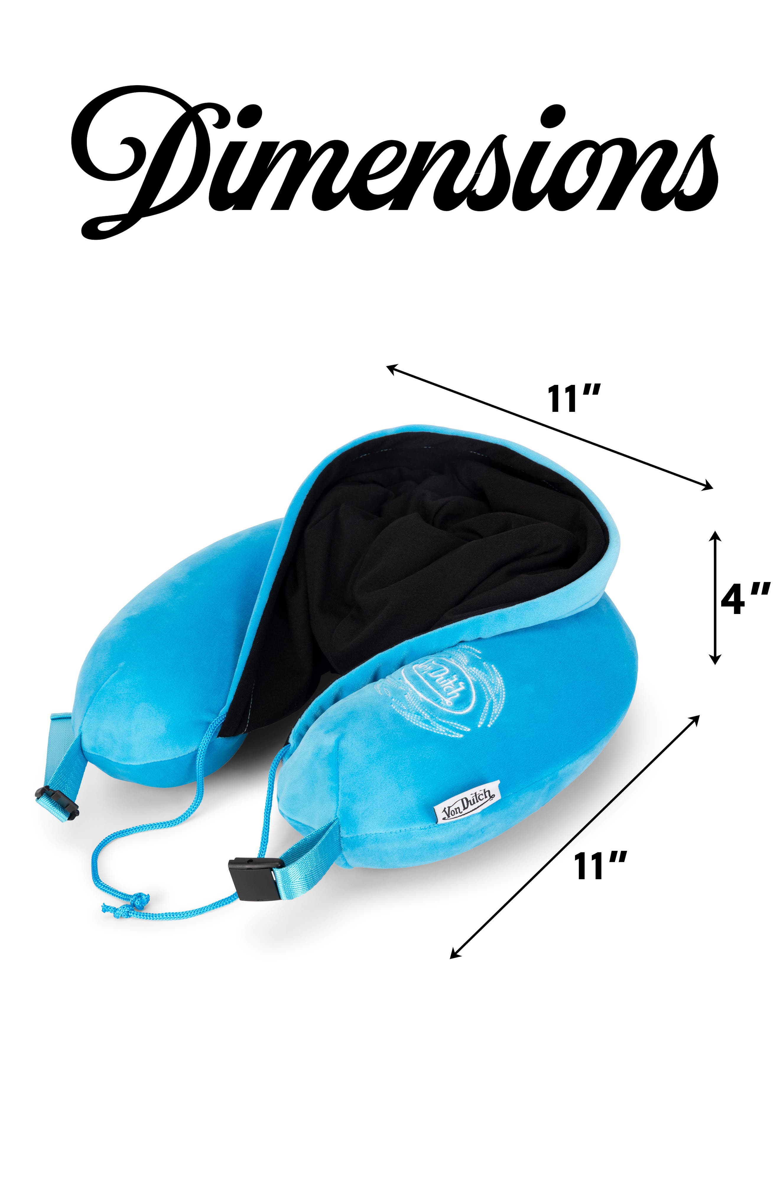 Von Dutch Pinstripe Hooded Memory Foam Travel Neck Pillow, Alternate, color, Blue