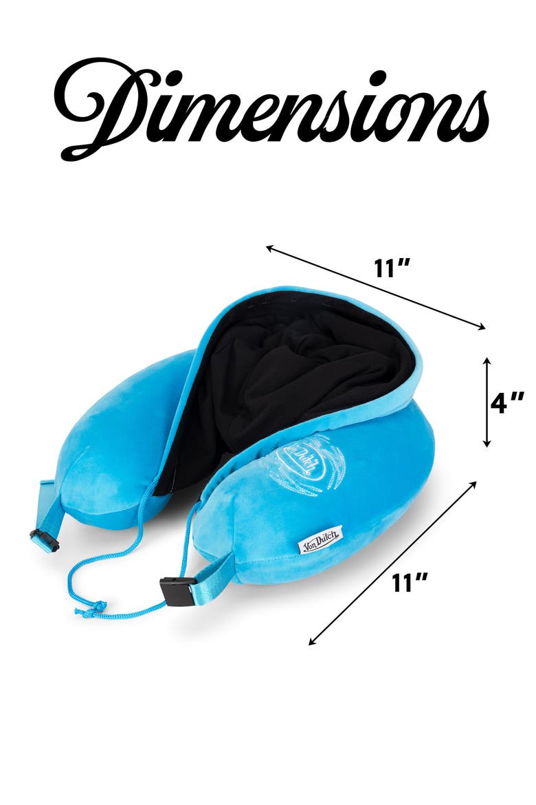 Pinstripe Hooded Memory Foam Travel Neck Pillow, Alternate, color, Blue