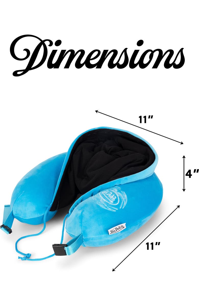Von Dutch Pinstripe Hooded Memory Foam Travel Neck Pillow, Alternate, color, Blue