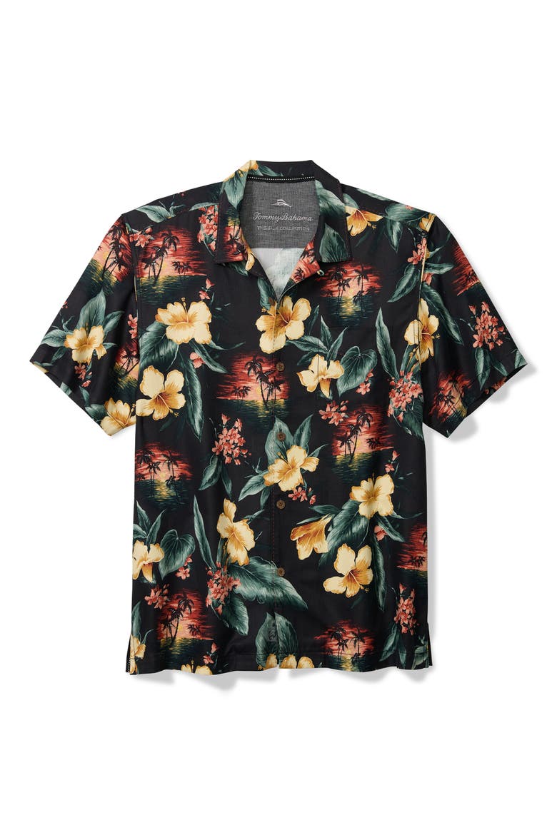Kua Sunset Silk Camp Shirt, Alternate, color, DEEP BLOOM