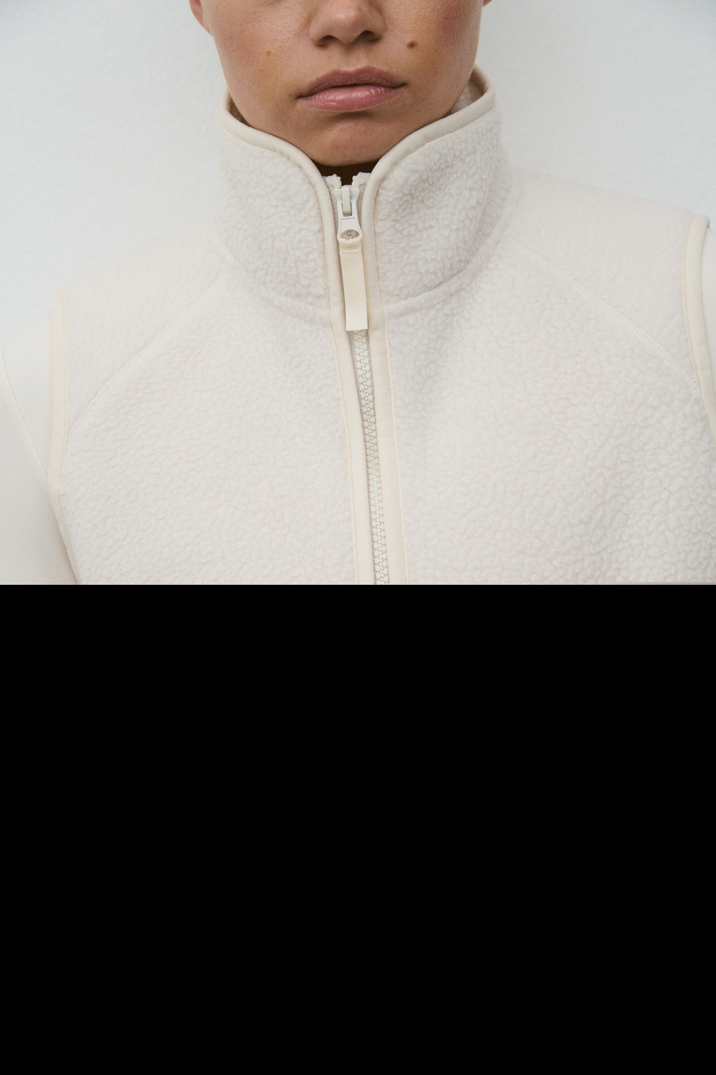 H&M Regular Fit Teddy Sports Gilet, Alternate, color, Ivory