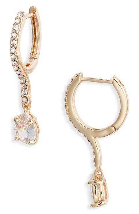 Pavé Bar Drop Huggie Earrings