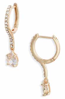 Pavé Bar Drop Huggie Earrings