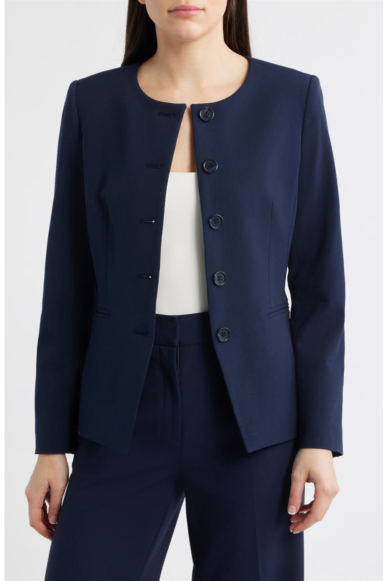 Collarless Jacket, Main, color, NEW NAVY
