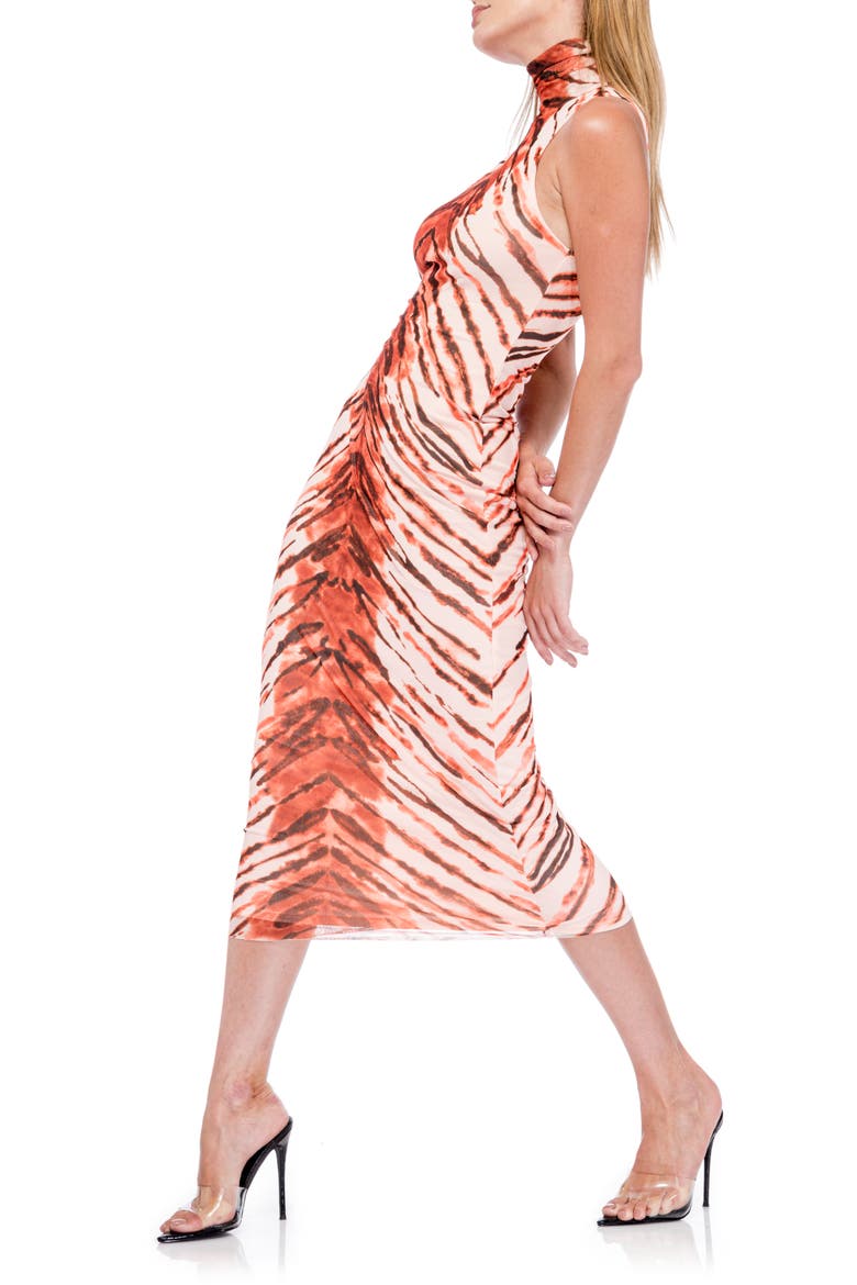 Poste Turtleneck Body-Con Maxi Dress, Alternate, color, PLACEMENT TIGER