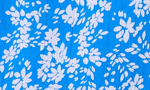 Cece Floral Off The Shoulder Ruffle Top In Blue Breezyday