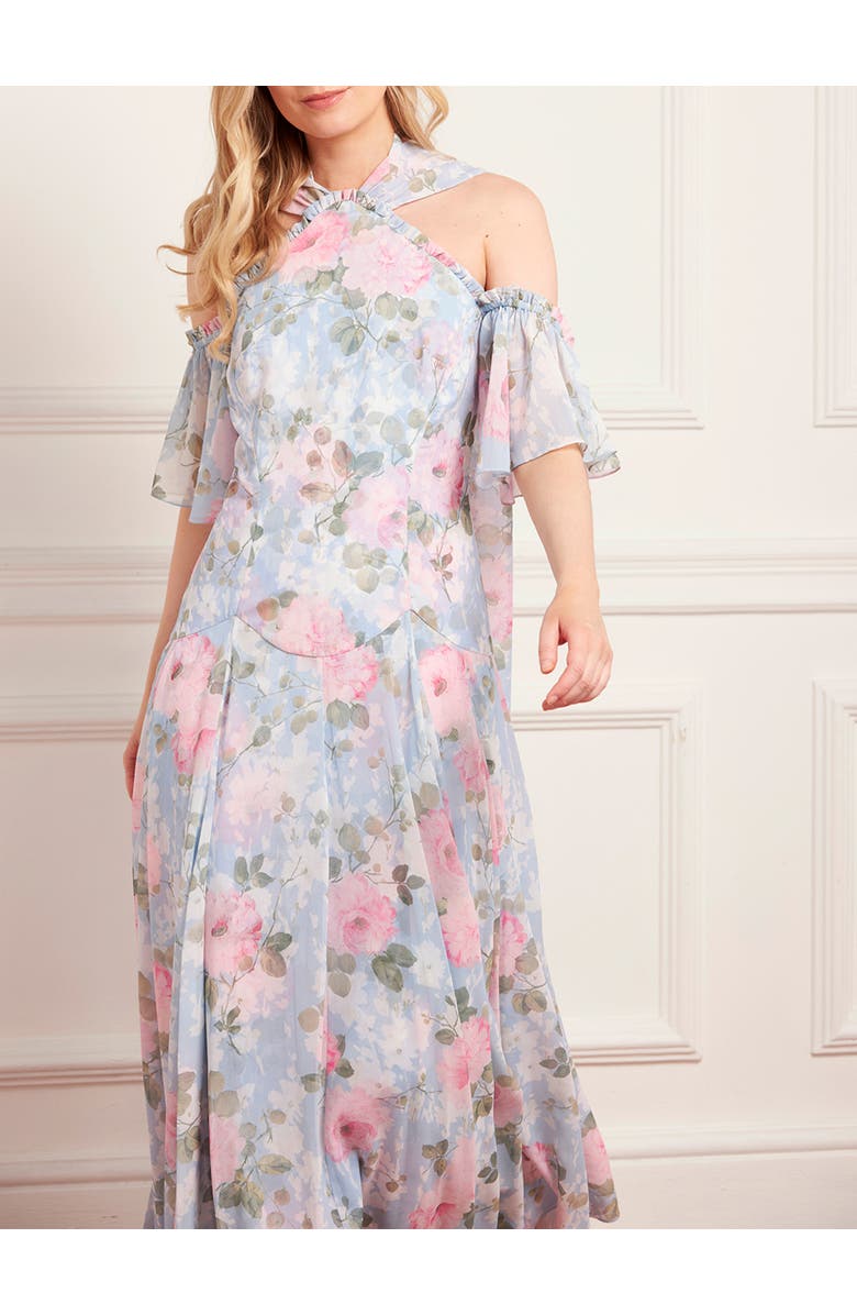 Needle & Thread Camille's Garden Halter Neck Ankle Gown, Alternate, color, Skylight