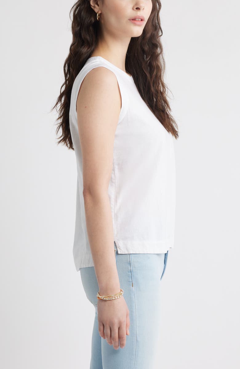 Caslon<sup>®</sup> Cap Sleeve Linen Blend Top, Alternate, color, White