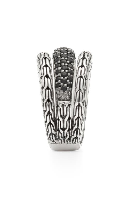 John Hardy Classic Chain Multirow Ring In Silver/black Sapphire