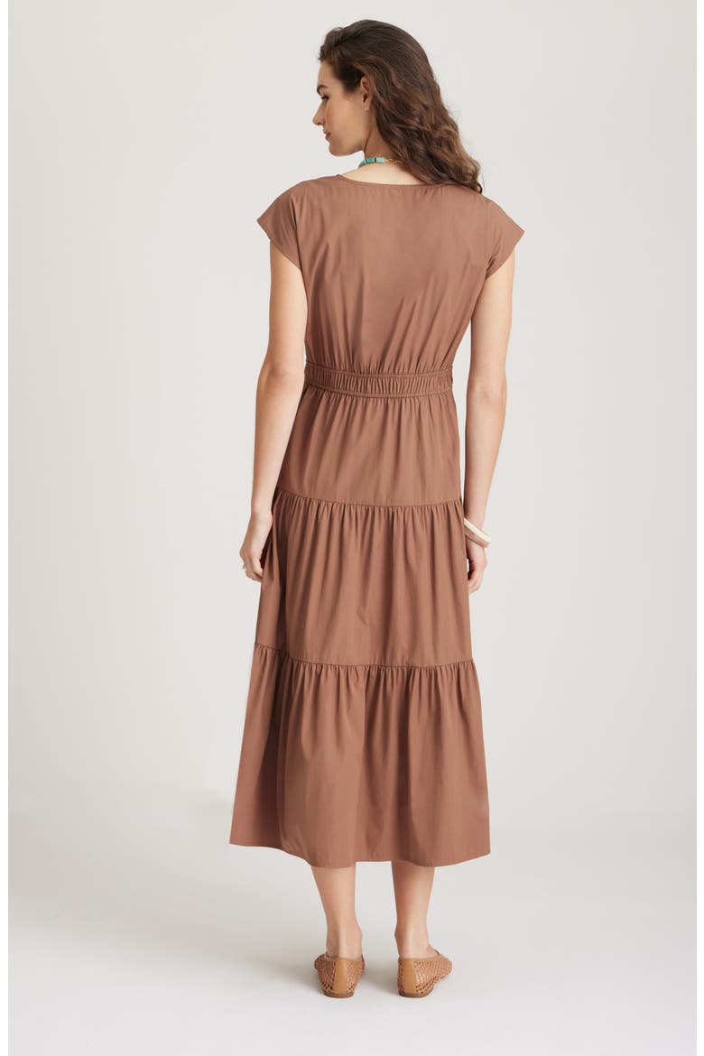 Tiered Poplin Maxi Dress, Alternate, color, BROWN NUT