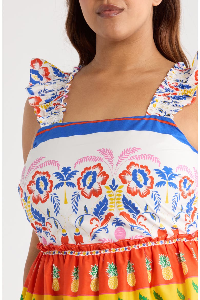 Mixed Print Cotton Mini Sundress, Alternate, color, WHITE/ MULTI