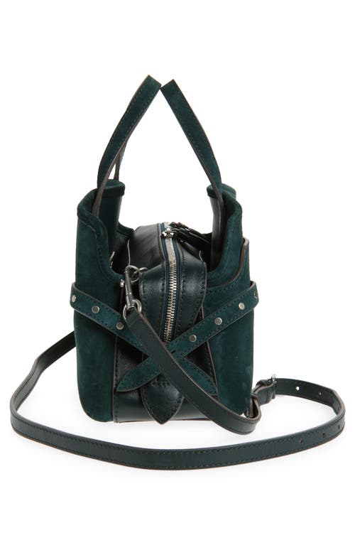 Anya Hindmarch Small Wilson Studs Suede & Leather Crossbody Bag In Ink Green
