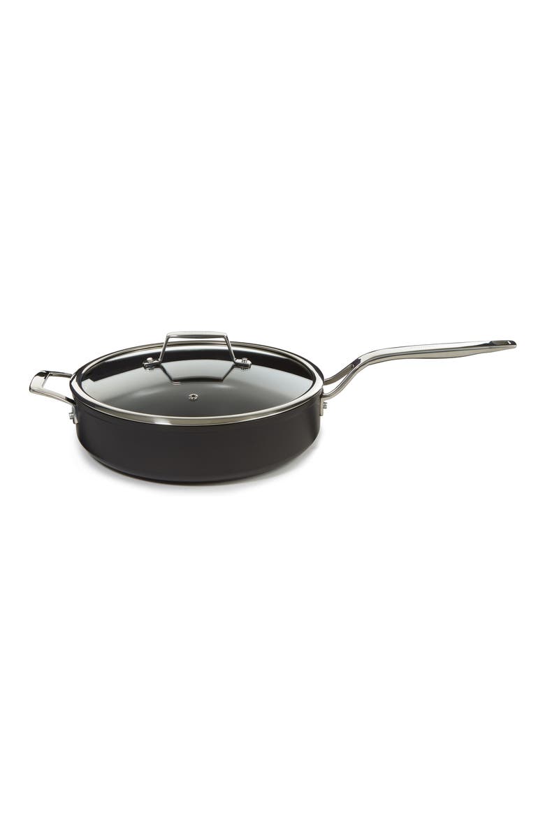 Essentials 4.3-Quart Nonstick Covered Skillet, Main, color, BLACK