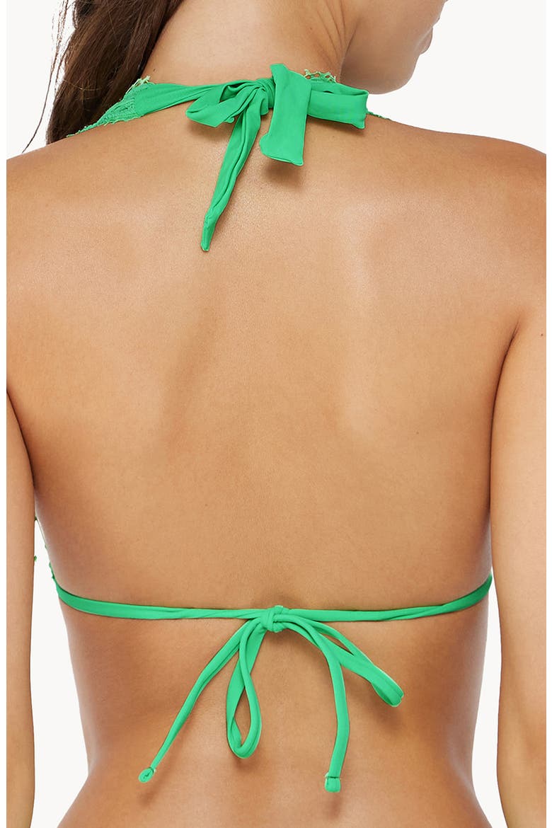 Lace Triangle Bikini Top, Alternate, color, MATCHA