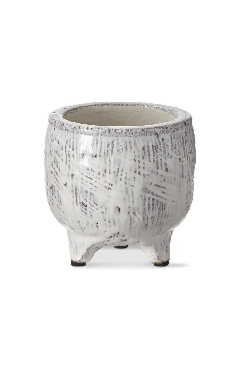 tag Laguna Textured Footed Planter White Glazed Terracotta, Main, color, White