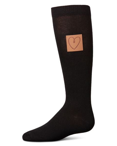 Girl's Cork Heart Patch Tab Knee High Socks (Toddler, Little Kid & Big Kid)