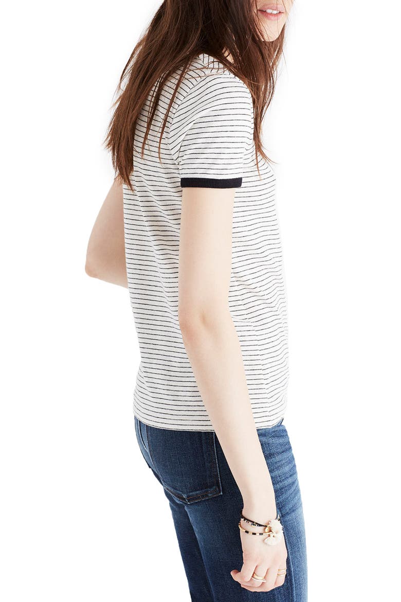 Stripe Recycled Cotton Ringer Tee, Alternate, color, NATURAL SEEDED