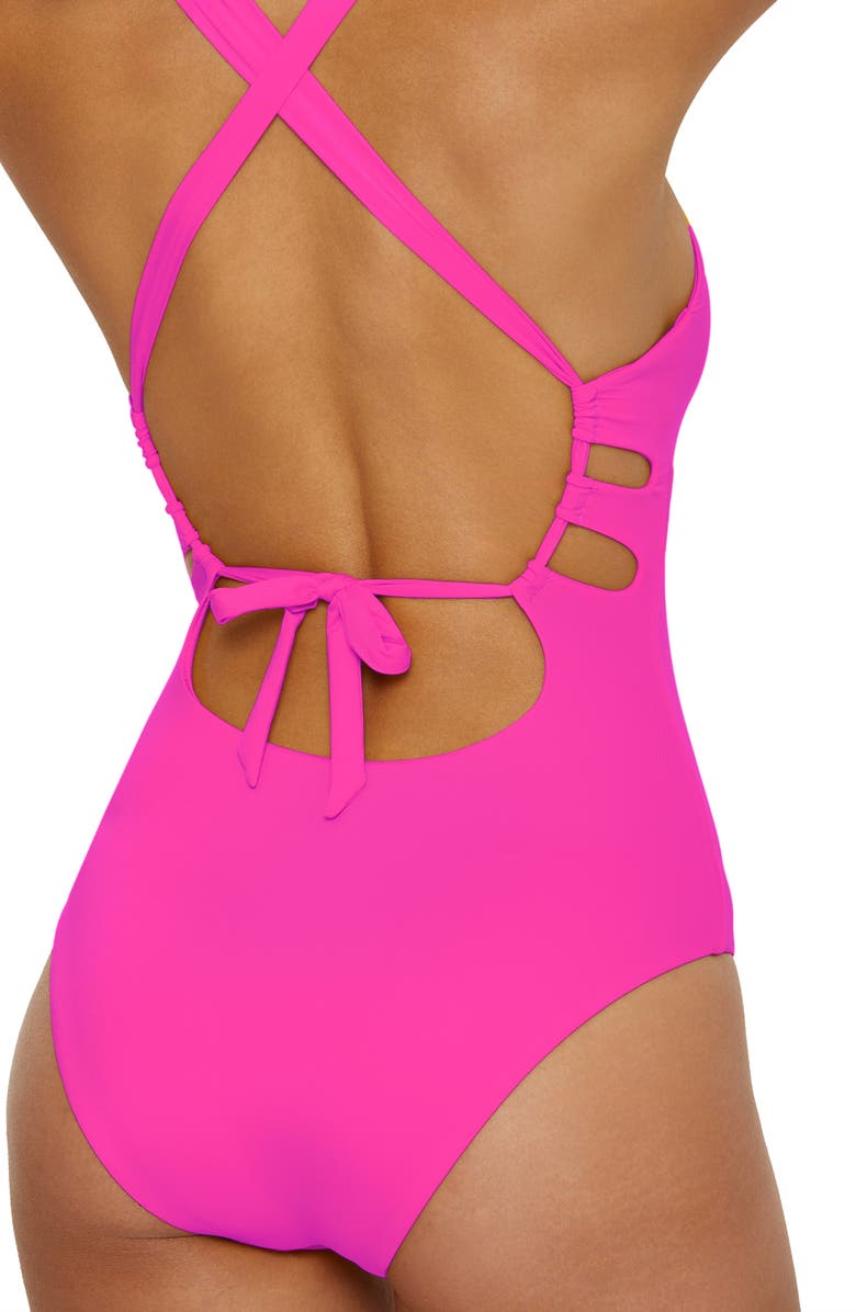 Becca O-Ring One-Piece Swimsuit, Alternate, color, Pink Flambe