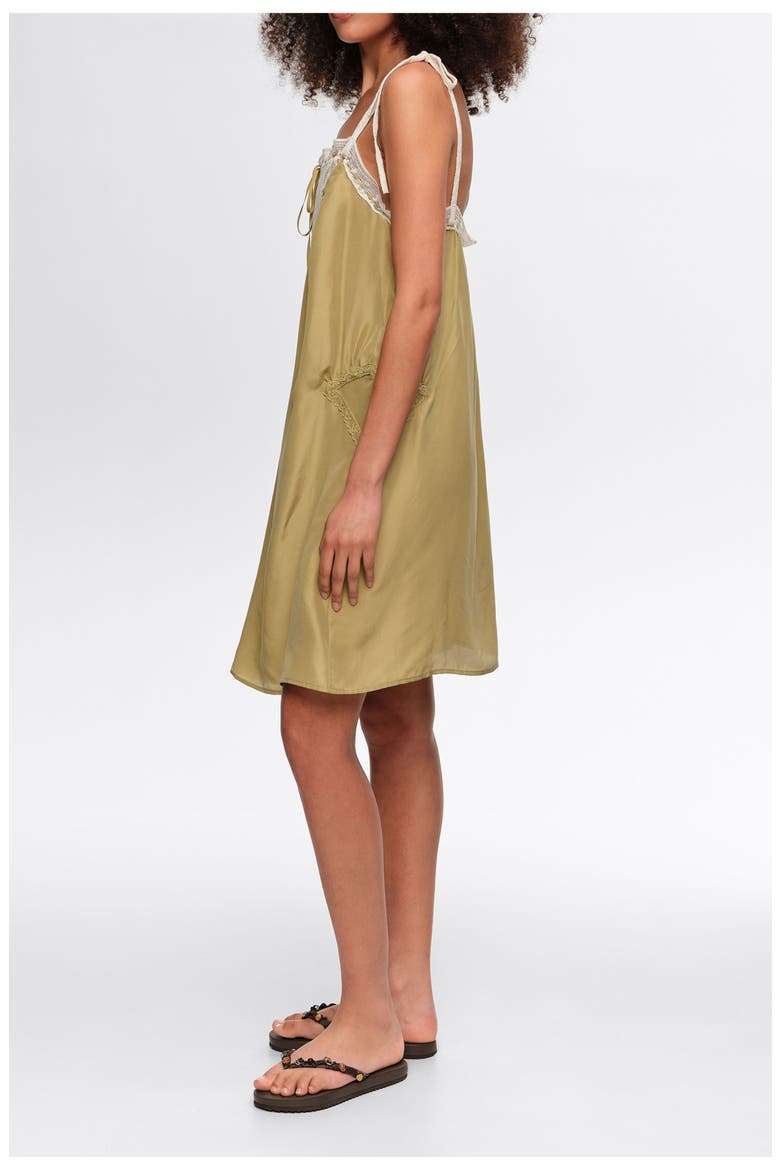 Short Silk Strappy Dress, Alternate, color, GREEN