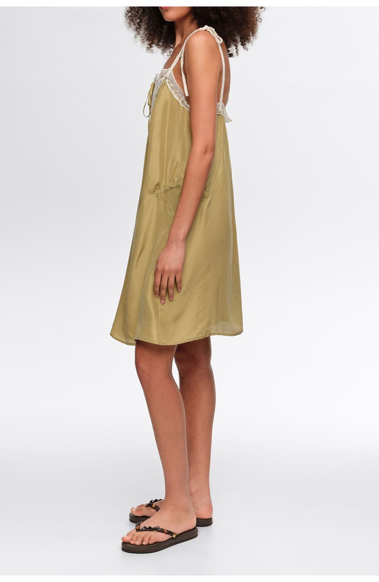 Bimba y Lola Short Silk Strappy Dress, Alternate, color, Green