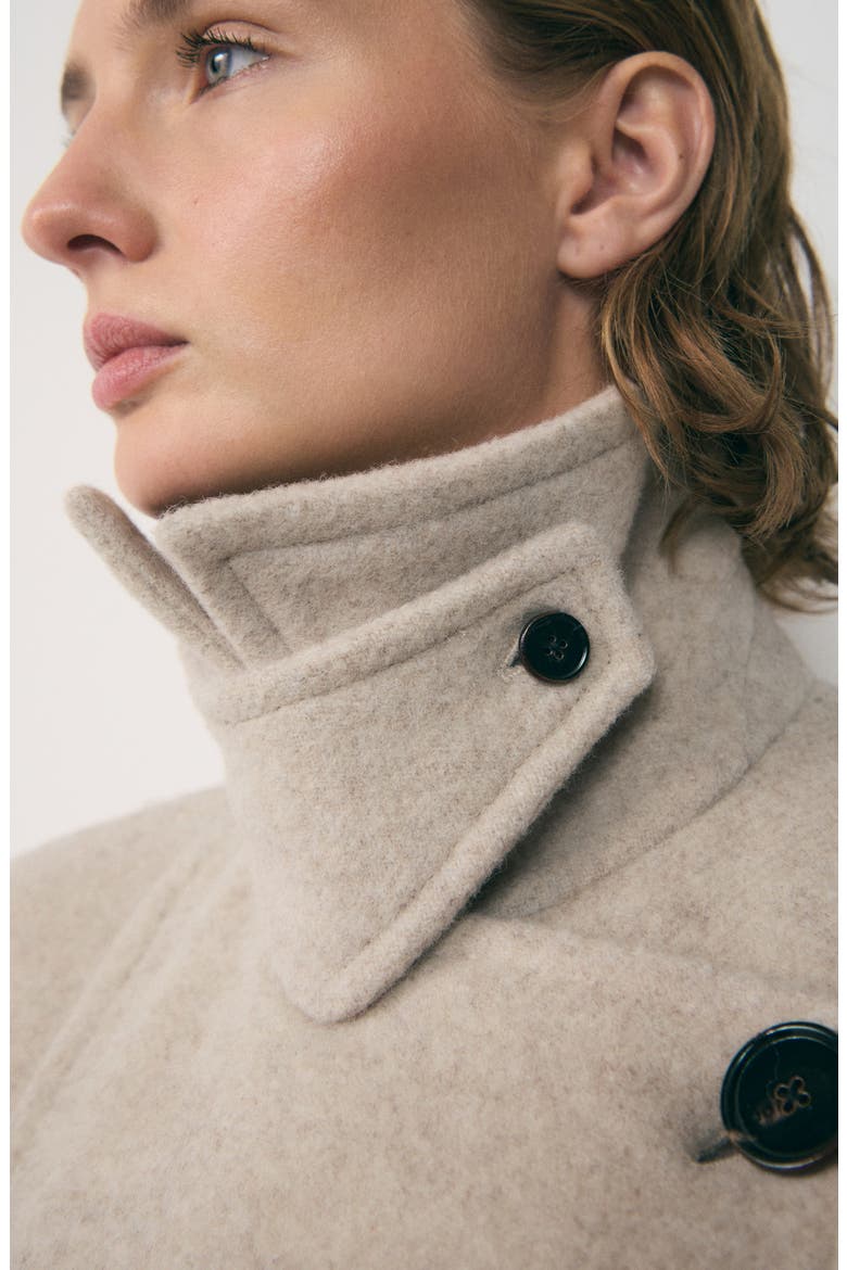 Asymmetric Double Breasted Wool Blend Coat, Alternate, color, ECRU