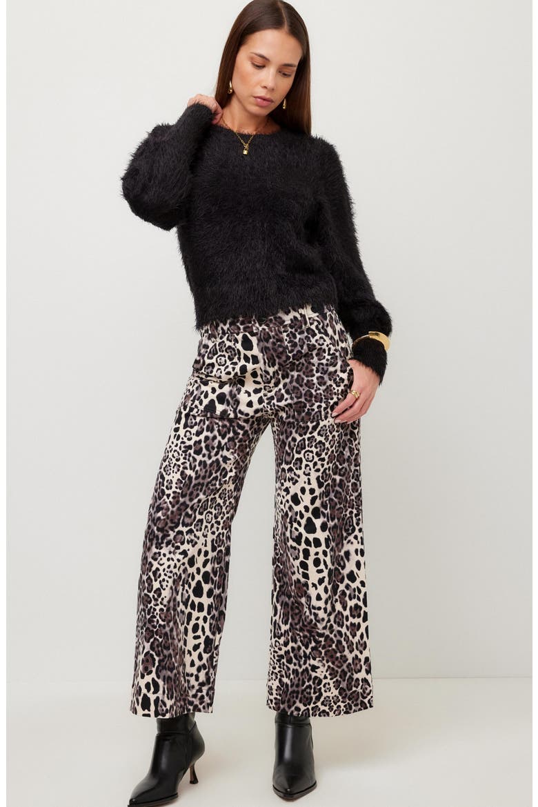 Lia Shirred Sleeve Sweater, Alternate, color, BLACK