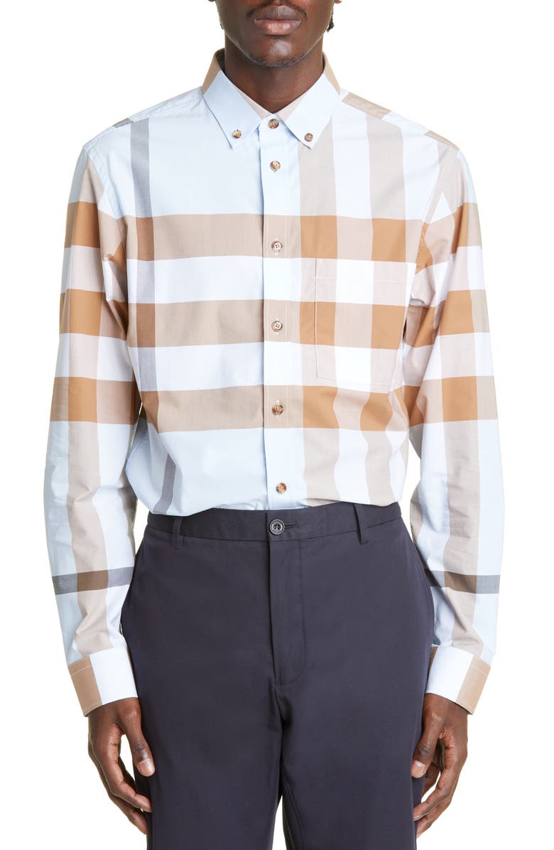 Burberry Somerton Check Button-Down Shirt, Main, color, 