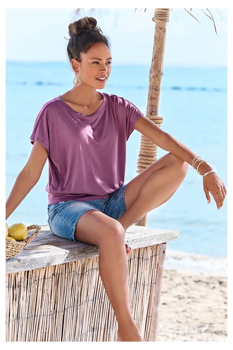 Women's Fitted Waistband Top, Alternate, color, Berry
