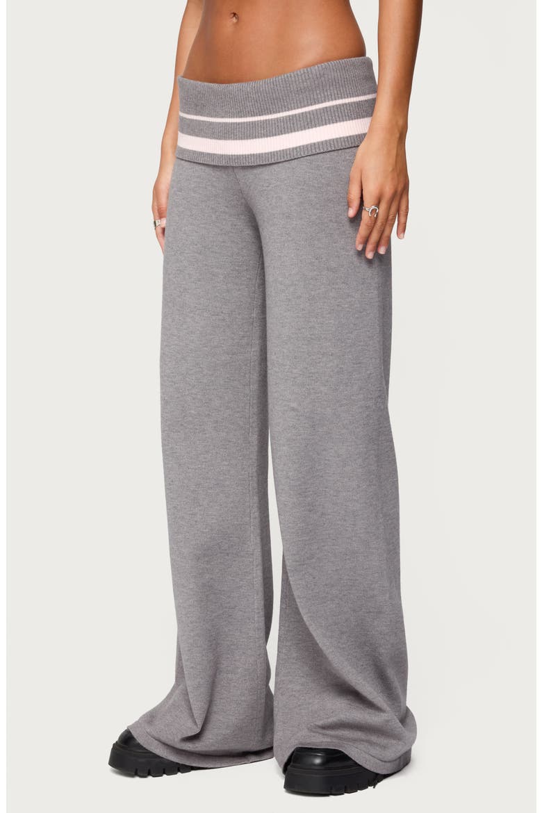 Kaliya Striped Foldover Pants, Alternate, color, GRAY-MELANGE