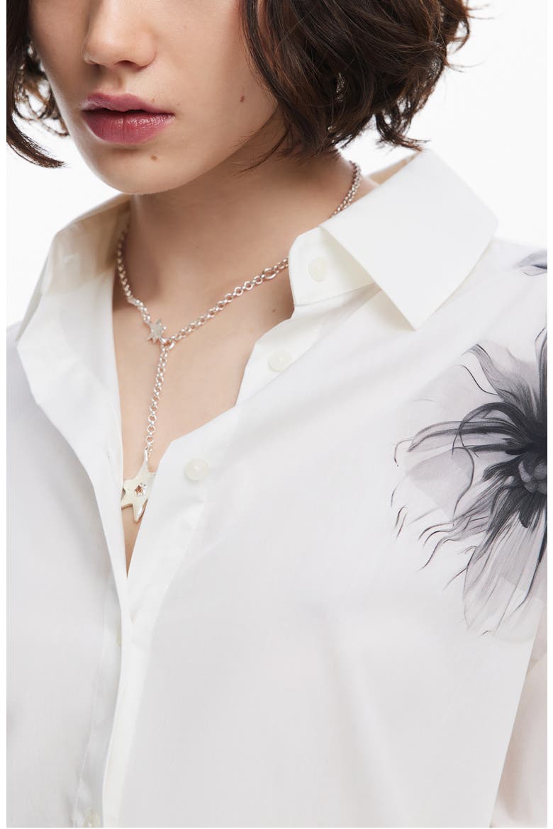 Osaka Floral Oversize Cotton Button-Up Shirt, Alternate, color, WHITE