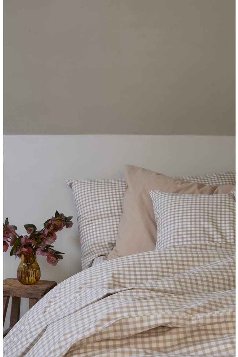Set of 2 Gingham Linen Pillowcases, Alternate, color, CAFE AU LAIT