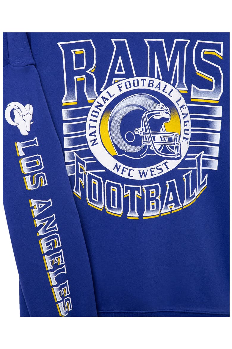 Los Angeles Rams Oversize Striped Rib Fleece Crewneck Sweatshirt, Alternate, color, LIBERTY