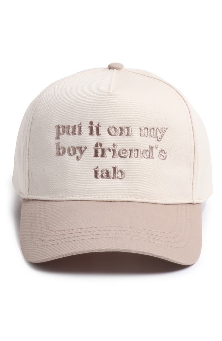 David & Young Put it on Boyfriend's Tab Cotton Baseball Cap, Main, color, Beige