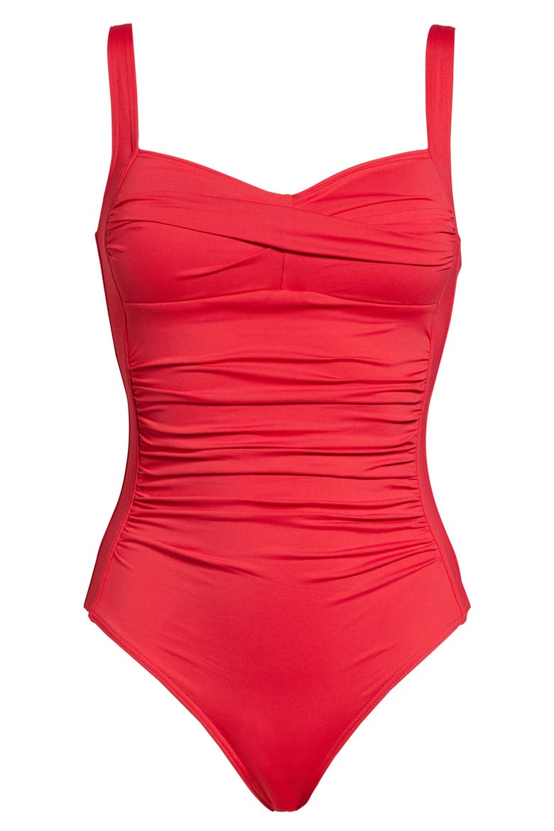 Twist Front Multifit One-Piece Swimsuit, Alternate, color, RED