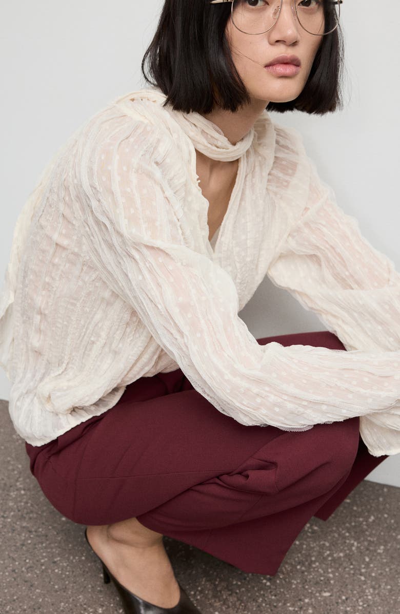 MANGO High Waist Straight Leg Pants, Alternate, color, Maroon