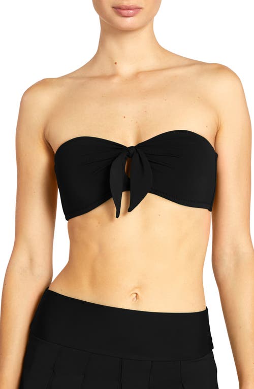Robin Piccone Ava Knot Front Strapless Bikini Top In Black