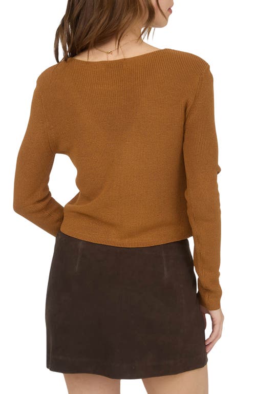 Blu Pepper Tie Bow Crop Cardigan In Brown