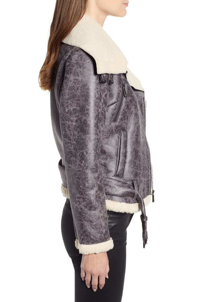 Kenneth Cole New York Faux Shearling Moto Jacket, Alternate, color, 