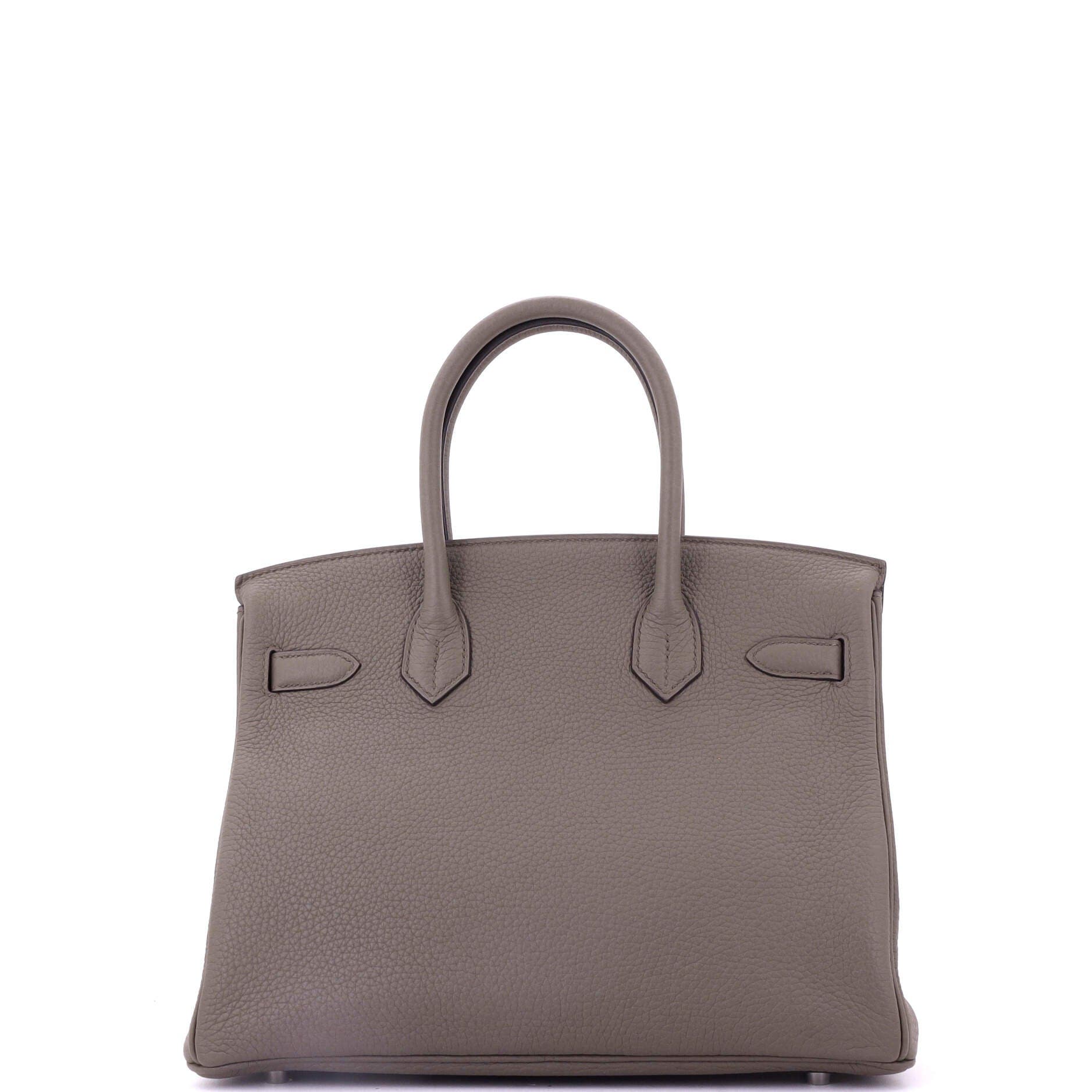 Pre-Owned Hermes Birkin Handbag Grey Clemence with Palladium Hardware 30, Alternate, color, Etain