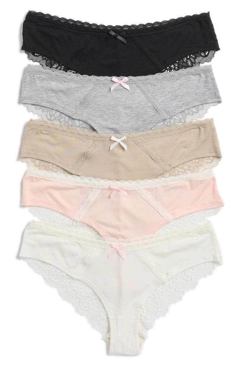 Bri Assorted 5-Pack Hipster Briefs, Main, color, BASIC 1 (BAS1)