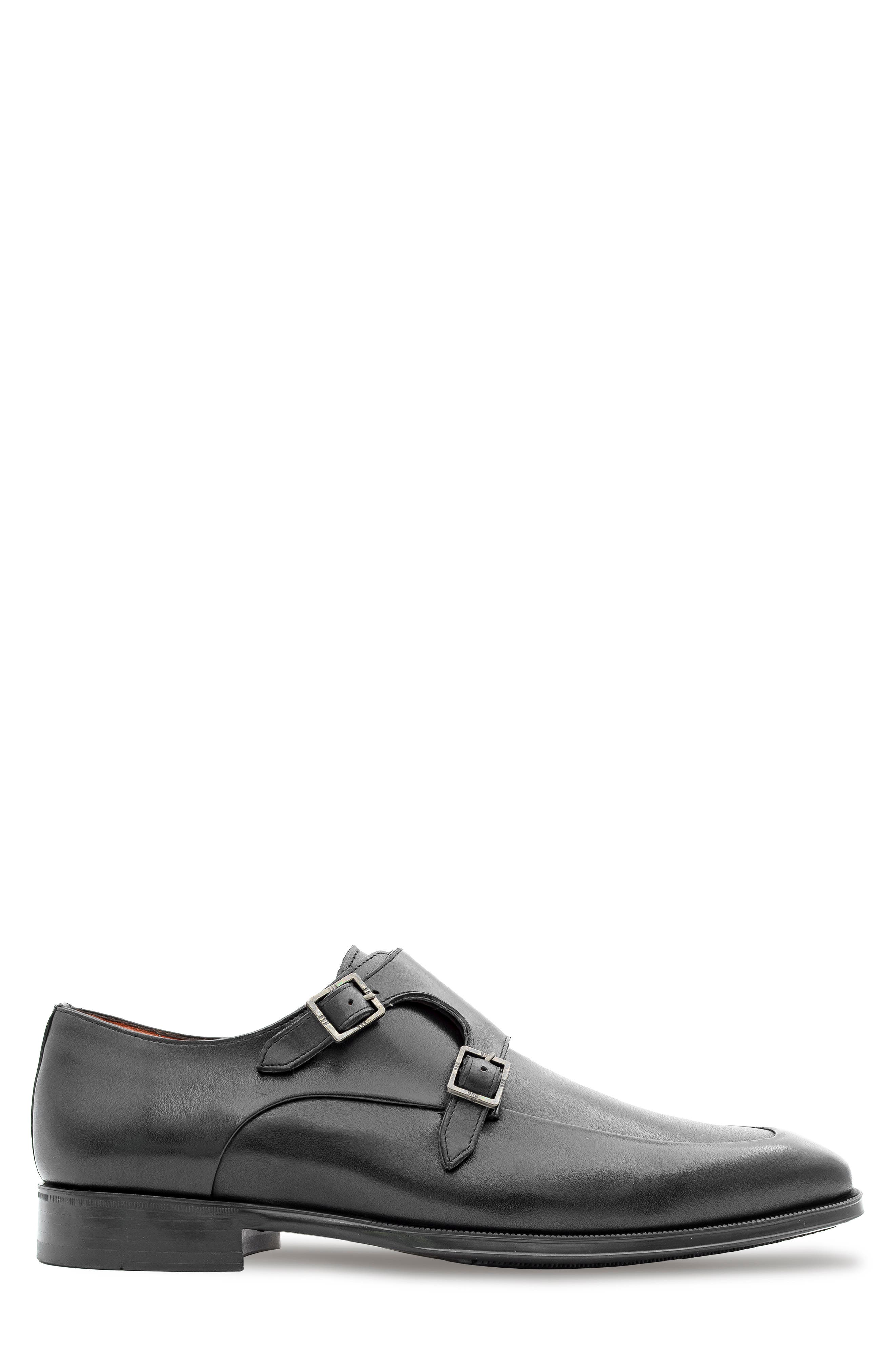 Double Buckle Monk Shoe, Alternate, color, BLACK