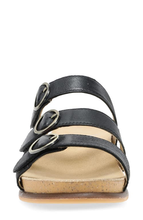 Dansko Campbell Platform Wedge Slide Sandal In Black Burnished Nappa