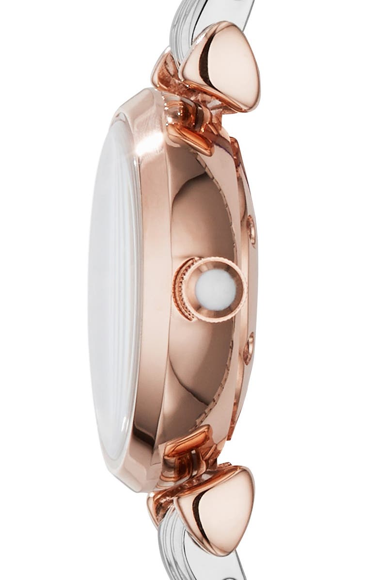 Emporio Armani Crystal Marker Two-Tone Bracelet Watch, 22mm, Alternate, color, Silver/ Rose Gold