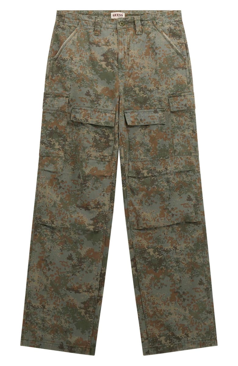 GUESS ORIGINALS Camo Relaxed Fit Cotton Twill Cargo Pants, Alternate, color, Grey