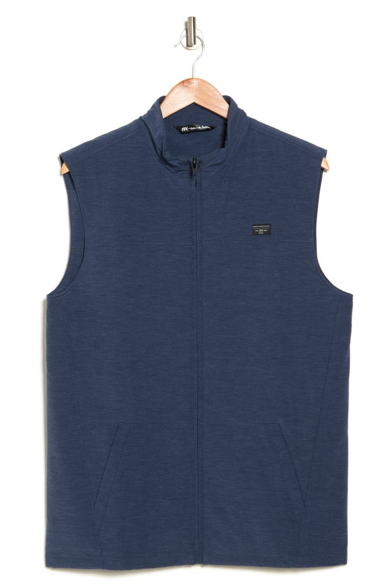 TravisMathew Top of the Line Front Zip Vest, Alternate, color, Heather Dress Blues