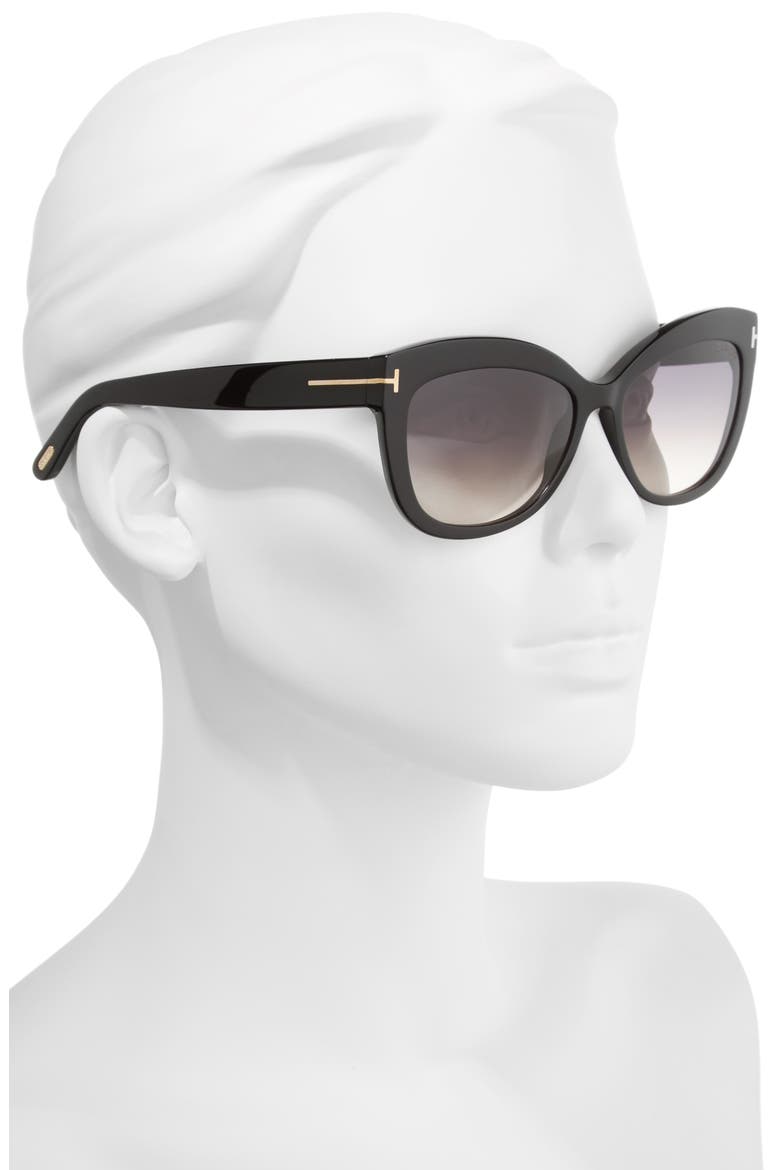 Alistair 56mm Gradient Sunglasses, Alternate, color, SHINY BLACK / GRADIENT SMOKE
