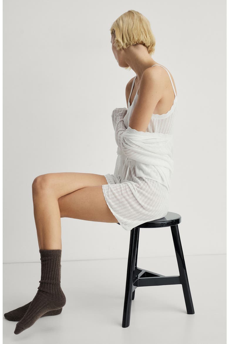 Pointelle Pajama Cardigan, Alternate, color, WHITE