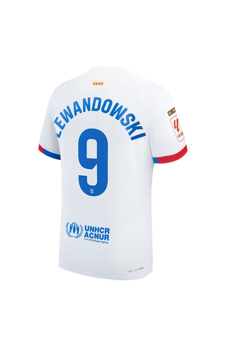 Nike Men's Nike Robert Lewandowski White Barcelona 2023/24 Away Authentic Jersey, Alternate, color,