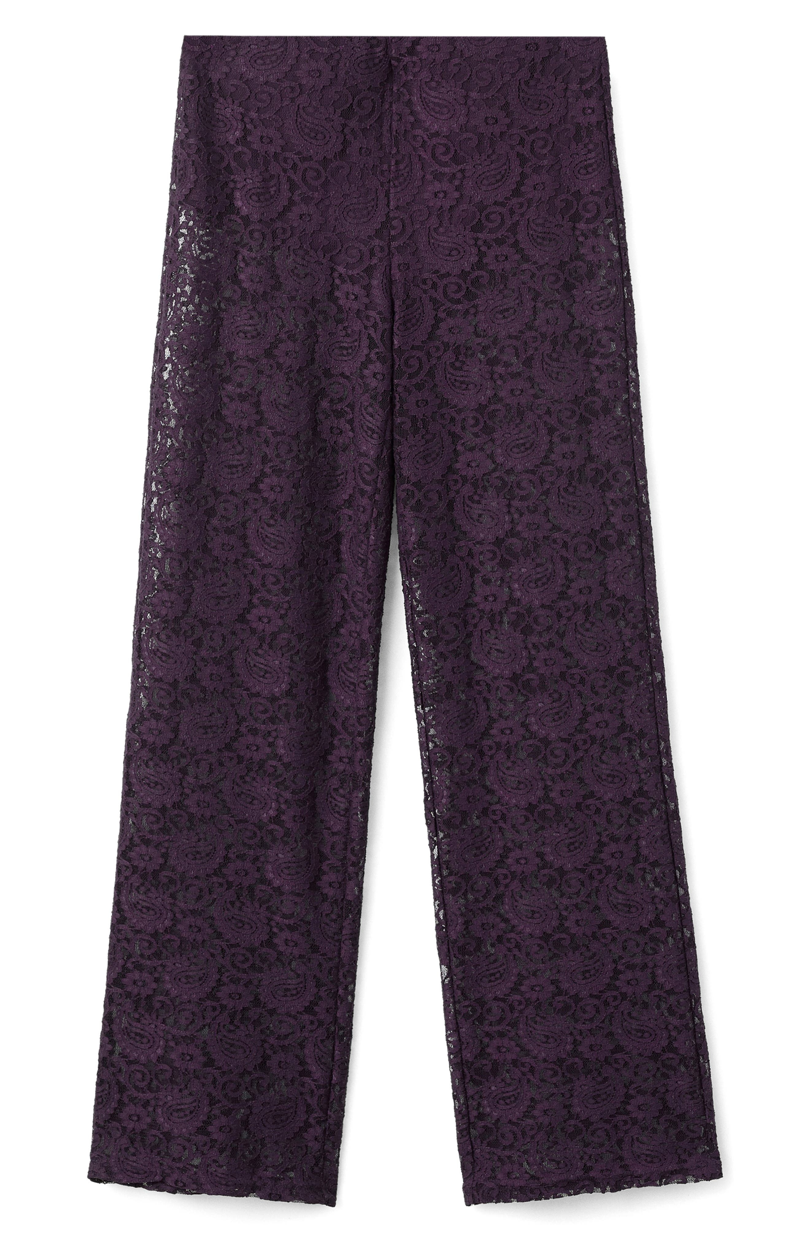 Mid Rise Straight Leg Lace Pants